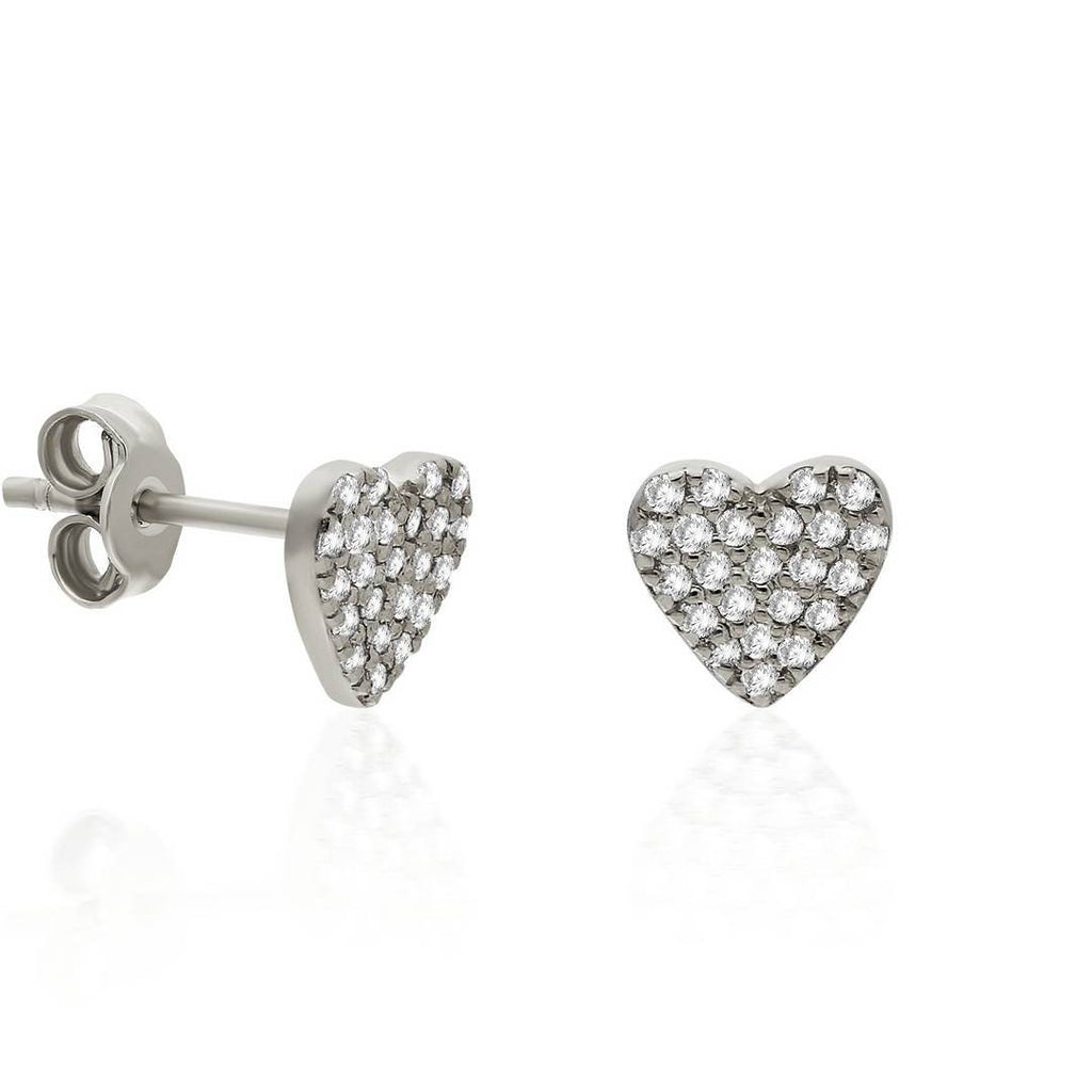 Diamond Heart Studs / 14k Gold Diamond Heart Earrings / Diamond Heart Studs / Graduation Gift / Birthday / Anniversary Gift