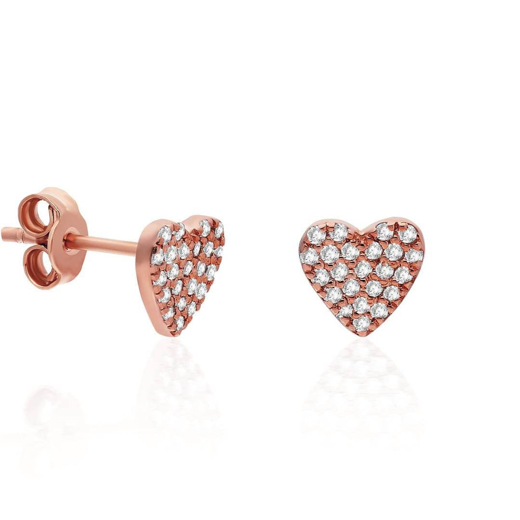 Diamond Heart Studs / 14k Gold Diamond Heart Earrings / Diamond Heart Studs / Graduation Gift / Birthday / Anniversary Gift