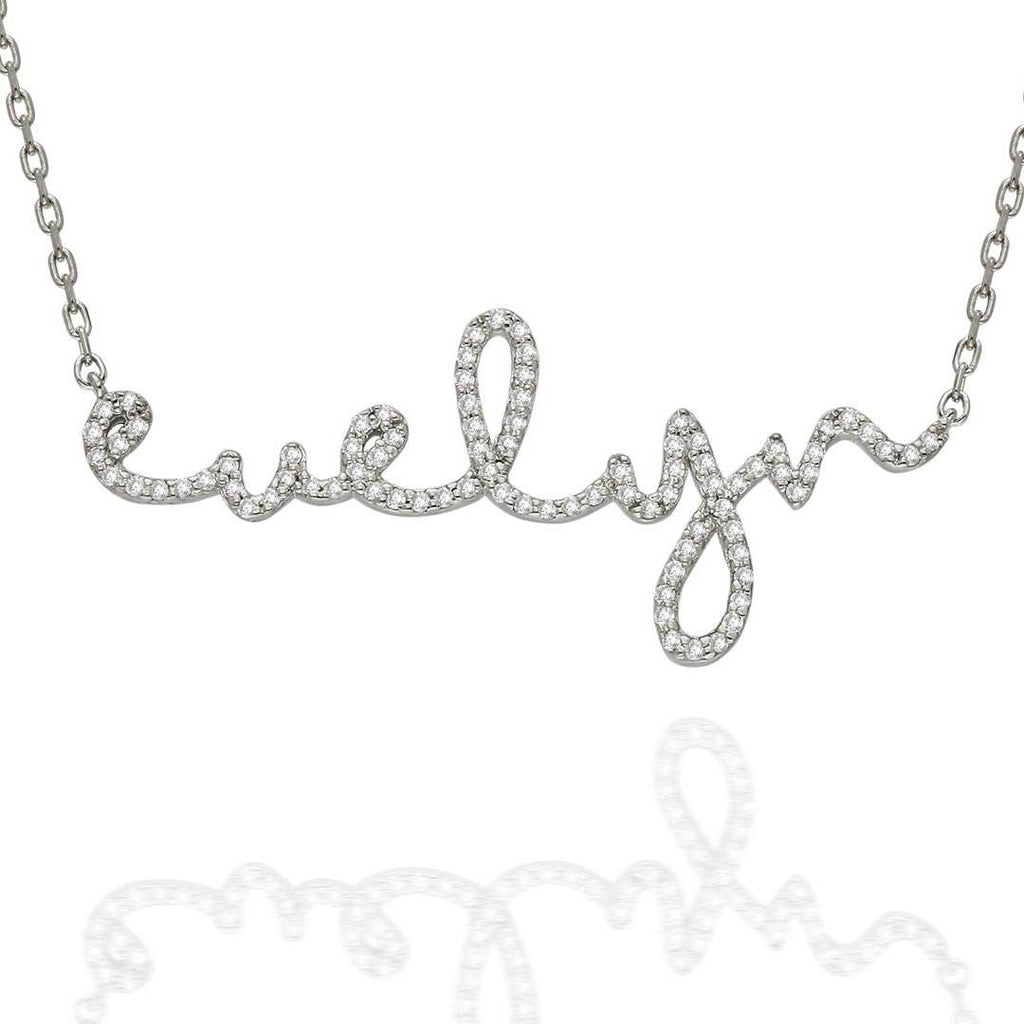 Diamond Name Necklace / 14k Personalized Dainty Script Name Necklace / Personalized Diamond Letter Necklace / Lowercase Name Necklace