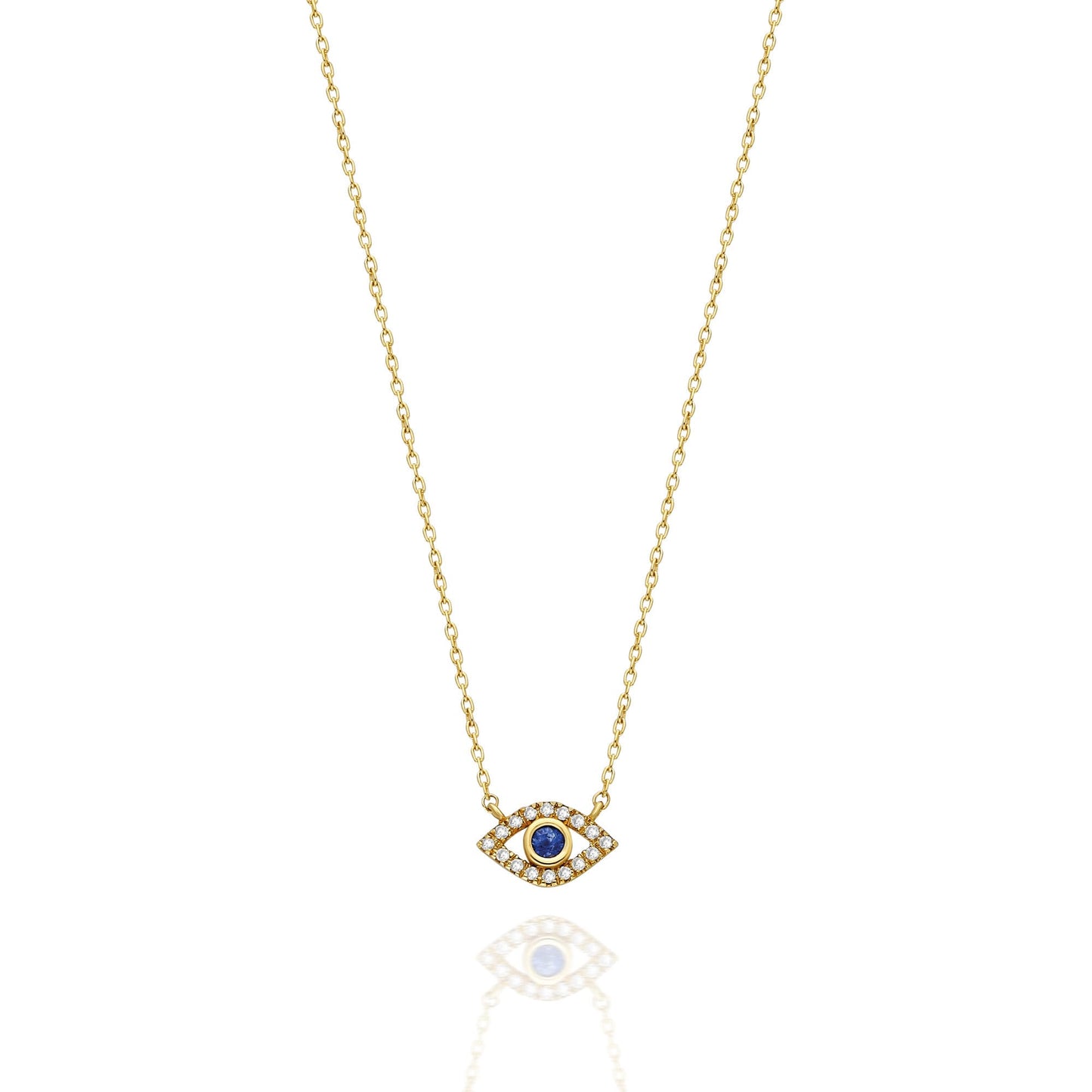 14k Gold and Diamond Evil Eye Necklace / Diamond and birthstone Evil Eye necklace / Evil Eye Necklace/ Sapphire/Ruby