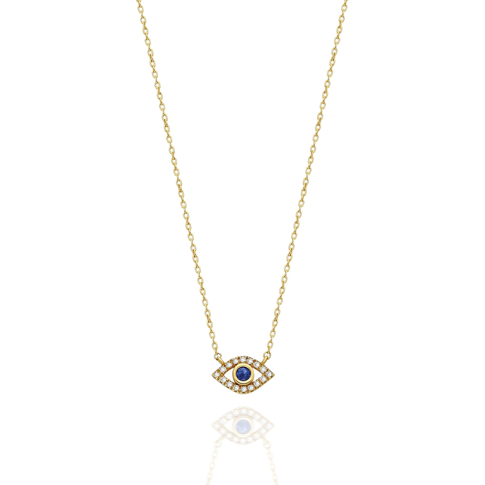 14k Gold and Diamond Evil Eye Necklace / Diamond and birthstone Evil Eye necklace / Evil Eye Necklace/ Sapphire/Ruby