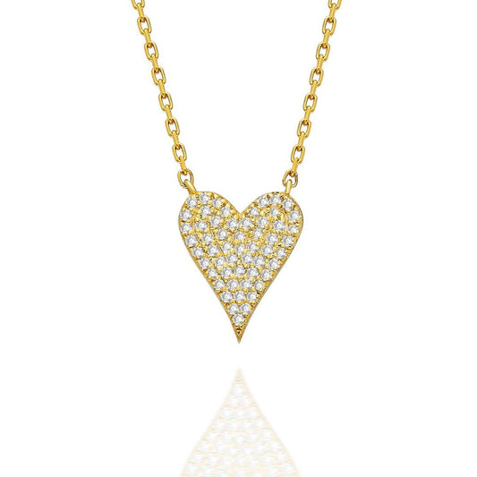 Diamond Heart Necklace / 14k Gold Diamond Heart Necklace / Layer Necklace / Birthday Gift / Graduation Gift / Anniversary Gift / Bridal Gift