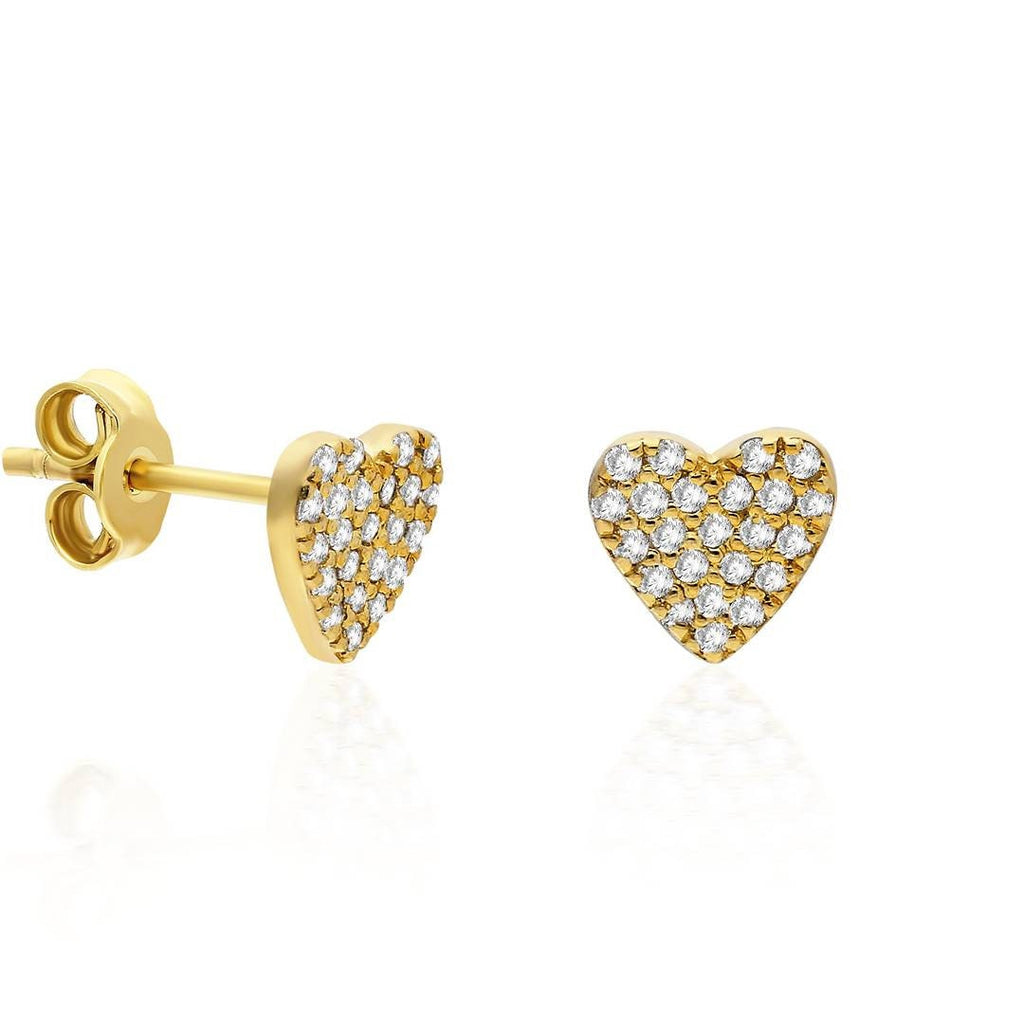 Diamond Heart Studs / 14k Gold Diamond Heart Earrings / Diamond Heart Studs / Graduation Gift / Birthday / Anniversary Gift