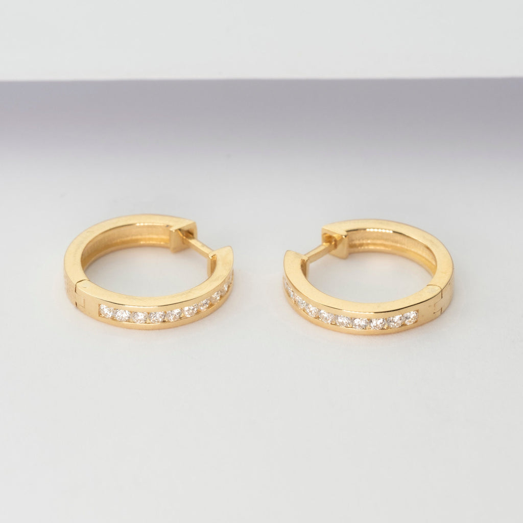 Channel Set Diamond Hoop Earrings