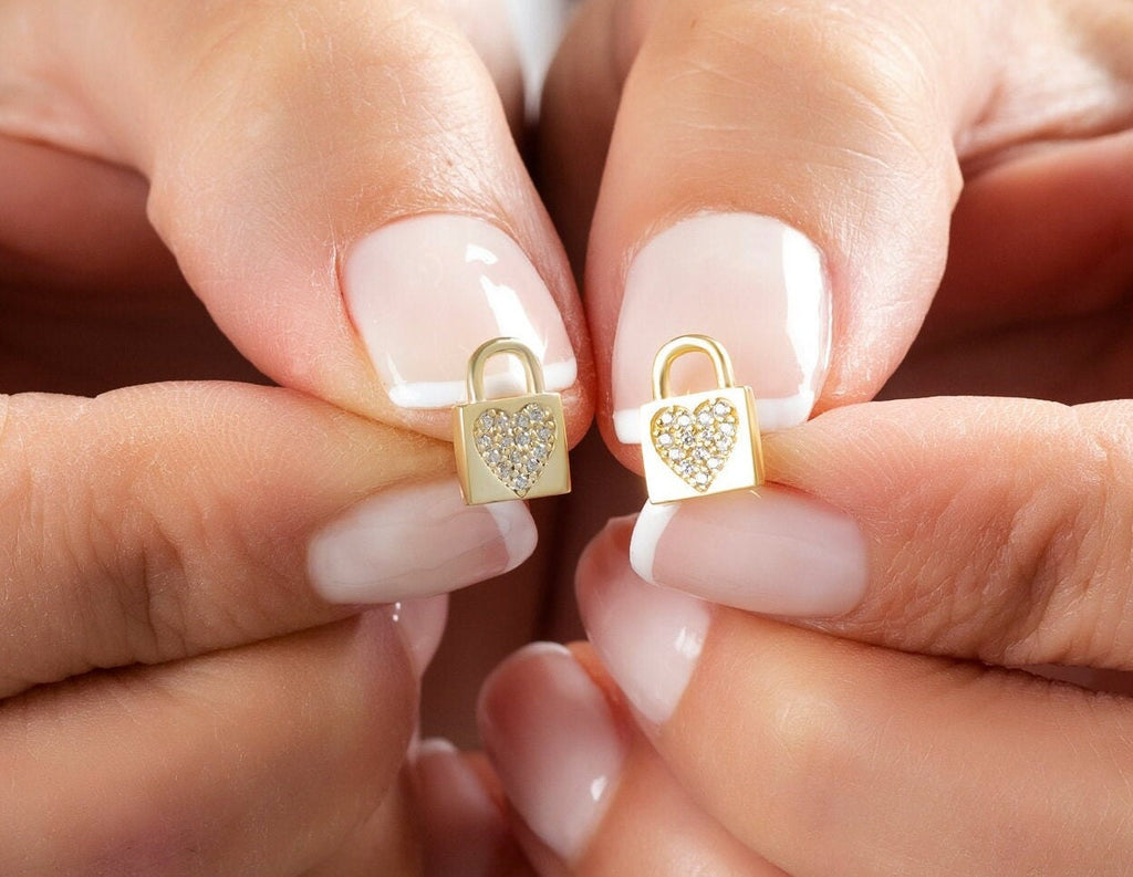 Diamond Heart Locket Studs / 14k Diamond Round Locket Stud Earrings / Diamond Stud Earrings / Birthday Gift / Bridal Gift /