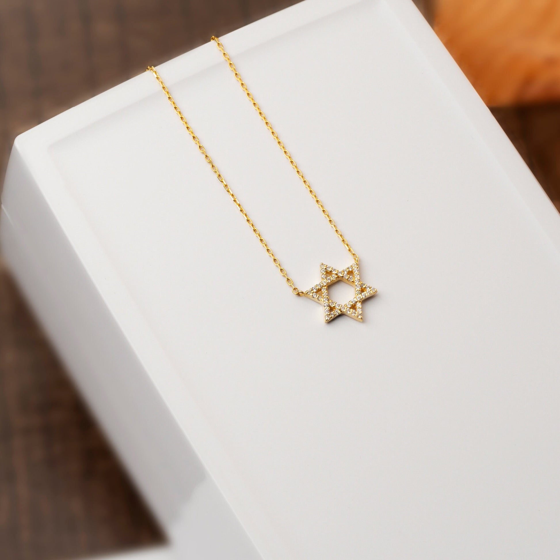 Diamond Star Of David Necklace / 14k Gold and Diamond Star of David Necklace / Star of David Necklace