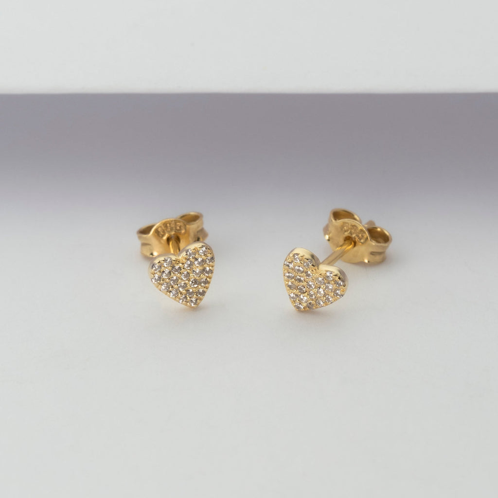 Diamond Heart Studs / 14k Gold Diamond Heart Earrings / Diamond Heart Studs / Graduation Gift / Birthday / Anniversary Gift