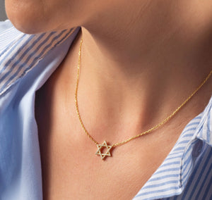 Diamond Star Of David Necklace / 14k Gold and Diamond Star of David Necklace / Star of David Necklace