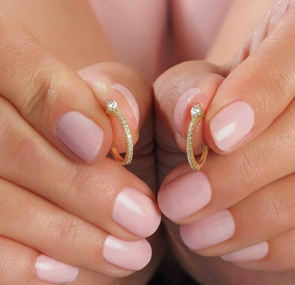 Round Diamond Hoop Earrings