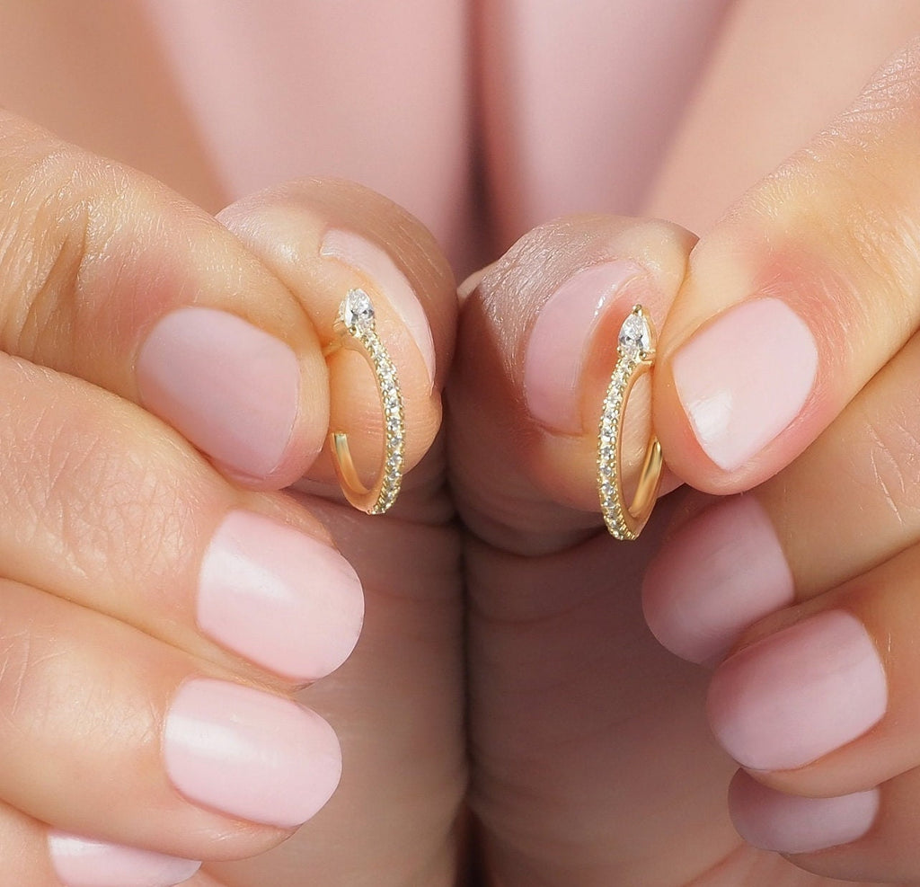 Pear Diamond Hoop Earrings
