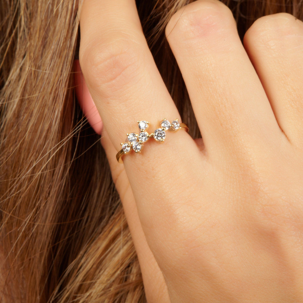 Diamond Cluster Stacking Ring