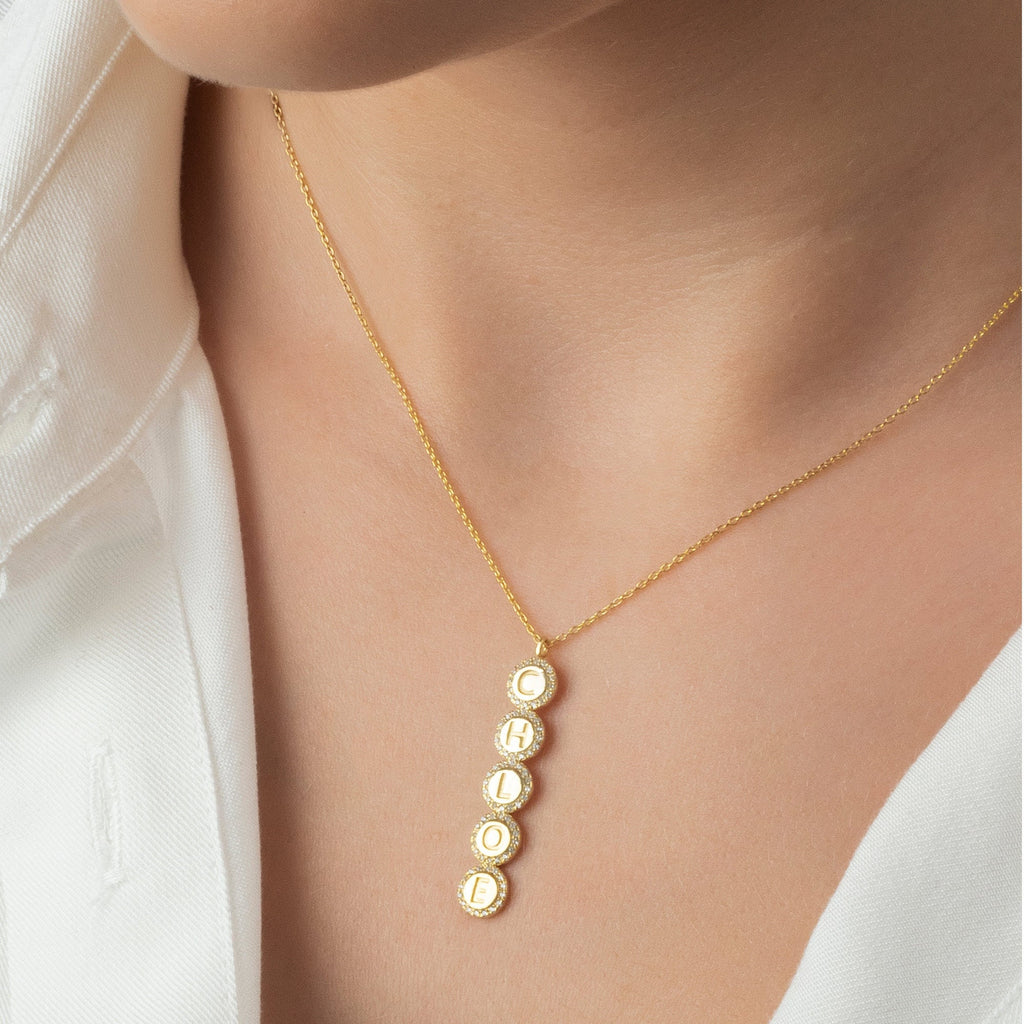 Diamond Name Necklace / 14k Personalized Diamond Name Necklace / Personalized Diamond Letter Necklace / Birthday Gift / Diamond Gift Ideas