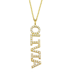 Diamond Name Necklace / 14k Personalized Diamond Name Necklace / Personalized Diamond Letter Necklace / Birthday Gift / Diamond Gift Ideas