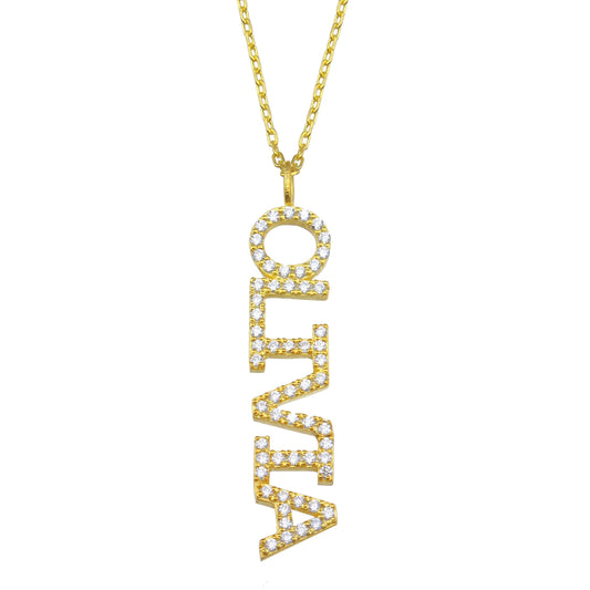 Diamond Name Necklace / 14k Personalized Diamond Name Necklace / Personalized Diamond Letter Necklace / Birthday Gift / Diamond Gift Ideas