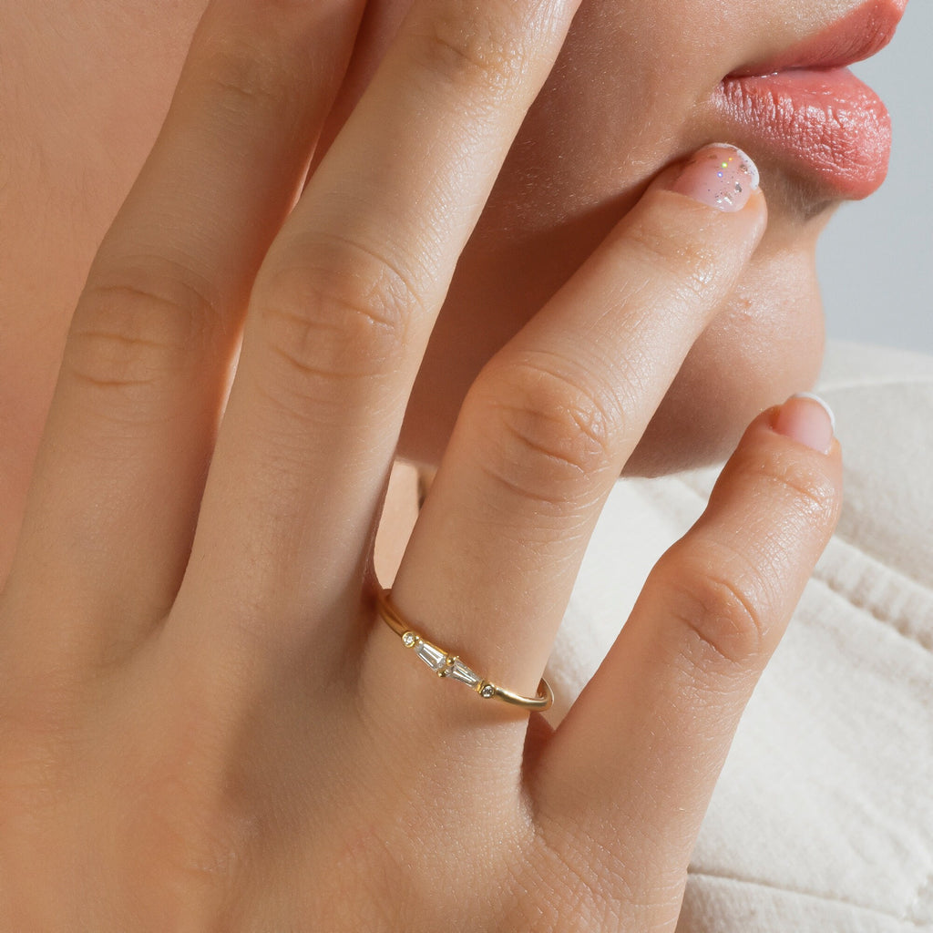 14k Solid Gold Tapered Baguette Diamond Wedding Band / Anniversary Gift / Diamond Gift Ideas / Half Eternity / Unique Diamond Stacking Ring