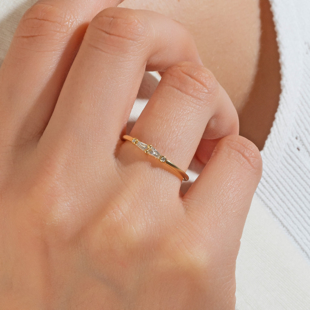 14k Solid Gold Tapered Baguette Diamond Wedding Band / Anniversary Gift / Diamond Gift Ideas / Half Eternity / Unique Diamond Stacking Ring