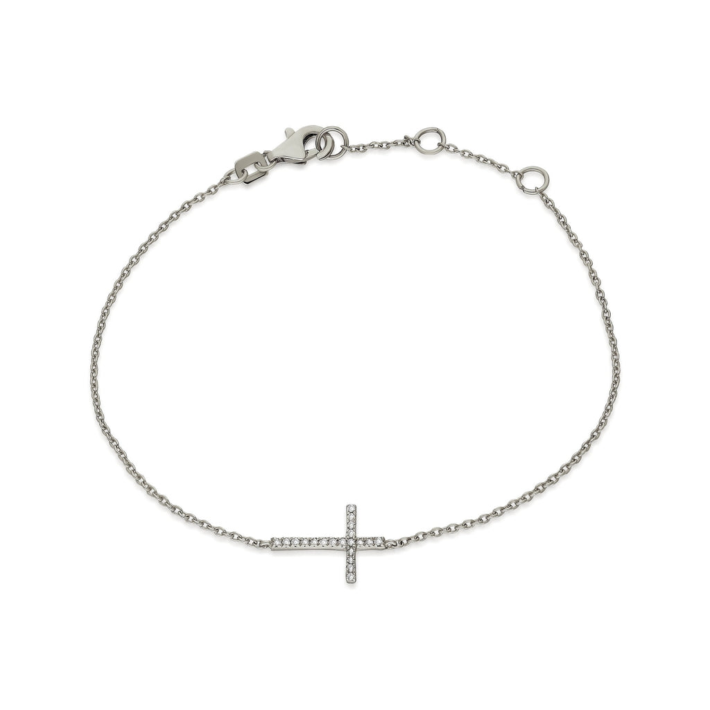Diamond Sideways Cross Bracelet