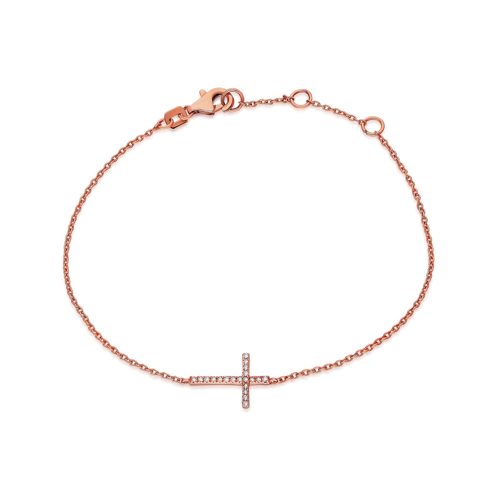 Diamond Sideways Cross Bracelet
