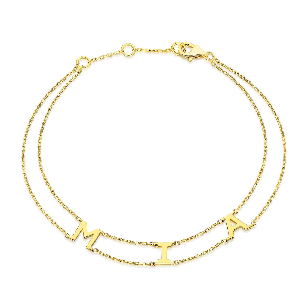 14k Gold Name Bracelet / Initial Bracelet / Personalized Initial Bracelet / Birthday Gift / Diamond Gift Ideas