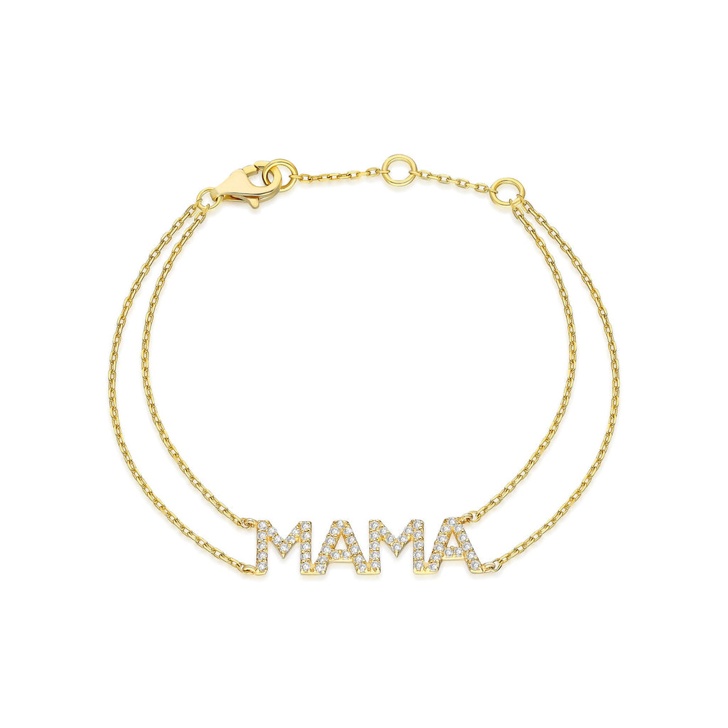 Diamond Name Bracelet / 14k Personalized Diamond Name Bracelet / Personalized Diamond Letter Bracelet / MAMA Bracelet / Mother's Day Gift