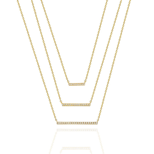 Diamond Bar Necklace / 14k Gold or Silver Horizontal Diamond Bar Necklace / Diamond Necklace / Diamond Birthday Gift / Diamond Gift Ideas