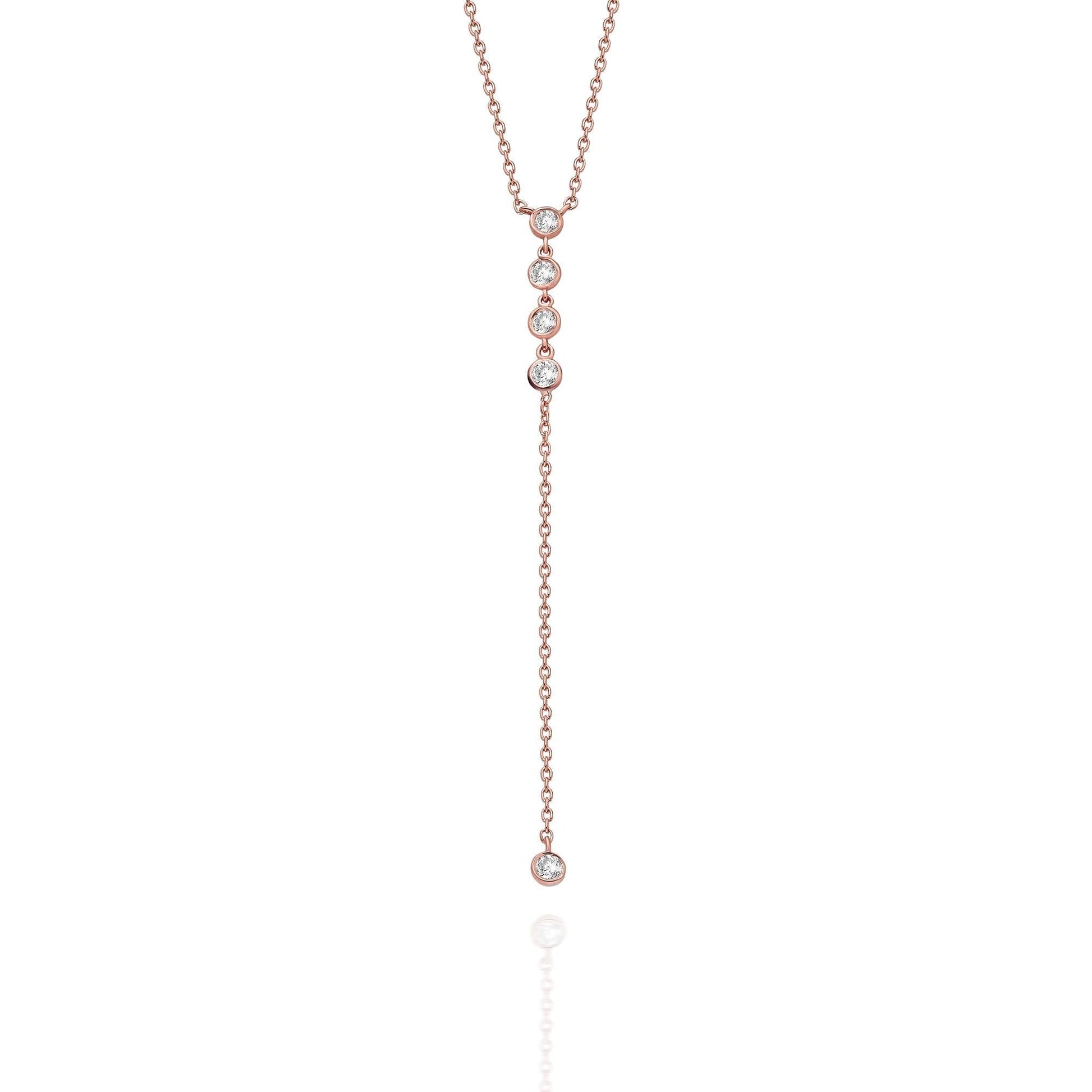 Diamond Lariat Necklace / 14kGold and Diamond Lariat Necklace / Dainty Lariat Necklace / Diamond Statement Necklace / Bridal Gift /