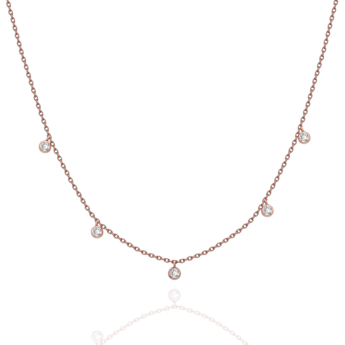 Diamond Station Necklace / 14k Gold Diamond Station Necklace / Dainty Diamond Necklace / Diamond Station Necklace / Layering Necklace