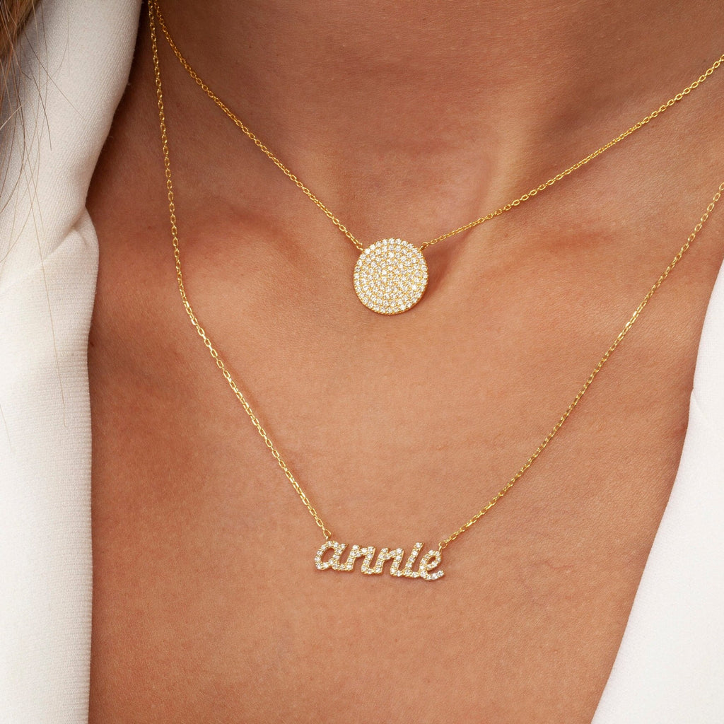 Diamond Name Necklace / 14k Personalized Diamond Name Necklace / Personalized Diamond Letter Necklace / Birthday Gift / Diamond Gift Ideas