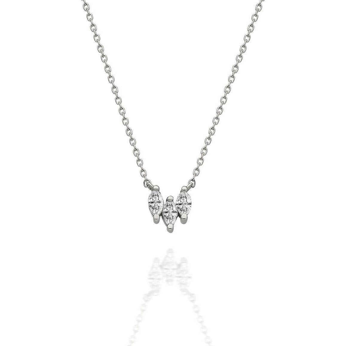 Marquise Diamond Necklace / 14k Gold and Diamond Tria Marquise Necklace / Diamond Necklace / Dainty Diamond Necklace