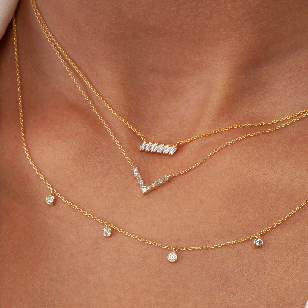 Baguette Diamond Chevron Necklace
