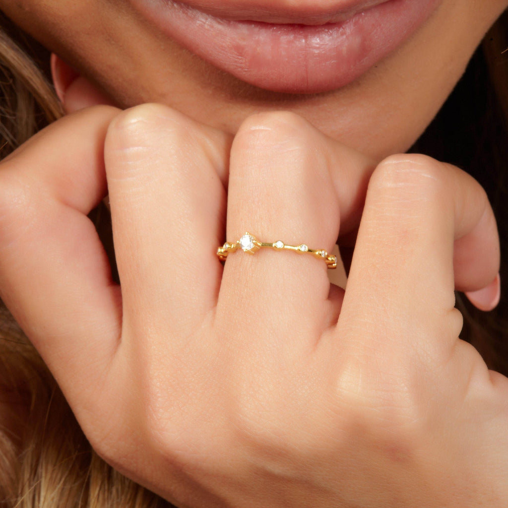 Diamond Stacking Ring / 14k Gold Round Diamond Wedding Band / Stacking Ring / Diamond Anniversary Gift / Diamond Birthday Gift