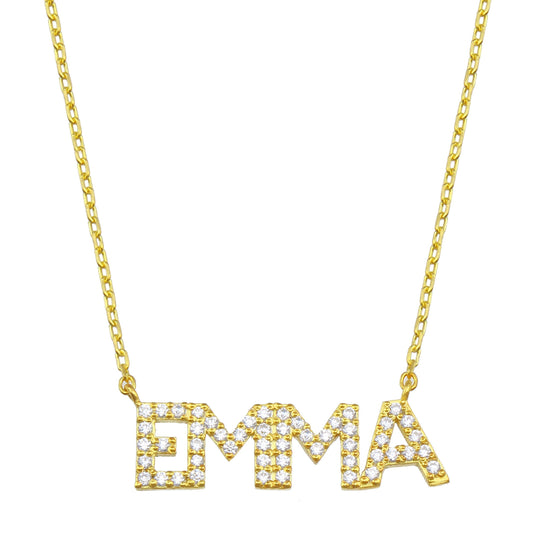 Diamond Name Necklace / 14k Personalized Pave Diamond Name Necklace / Diamond Letter Necklace / Birthday Gift / Diamond Gift Ideas
