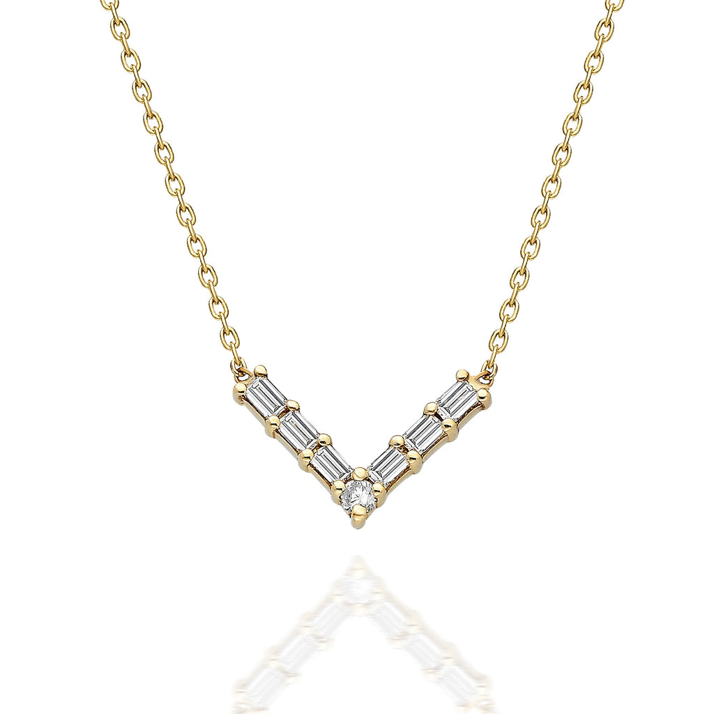 Baguette Diamond Chevron Necklace