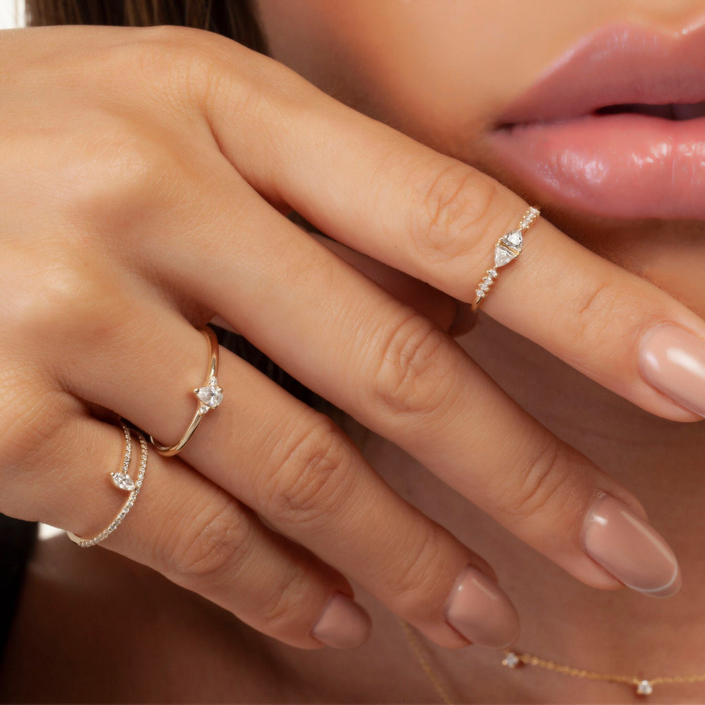 Pear Diamond Stacking Ring