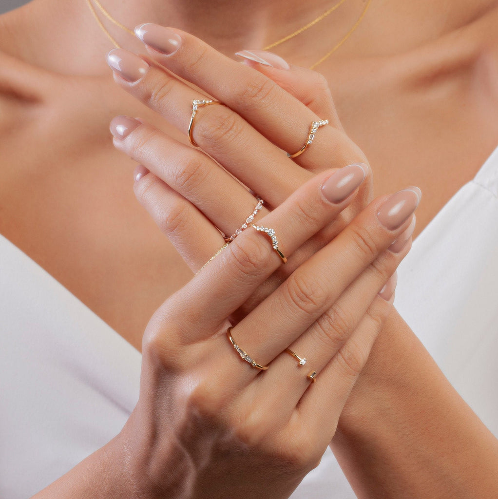 14k Solid Gold Tapered Baguette Diamond Wedding Band / Anniversary Gift / Diamond Gift Ideas / Half Eternity / Unique Diamond Stacking Ring