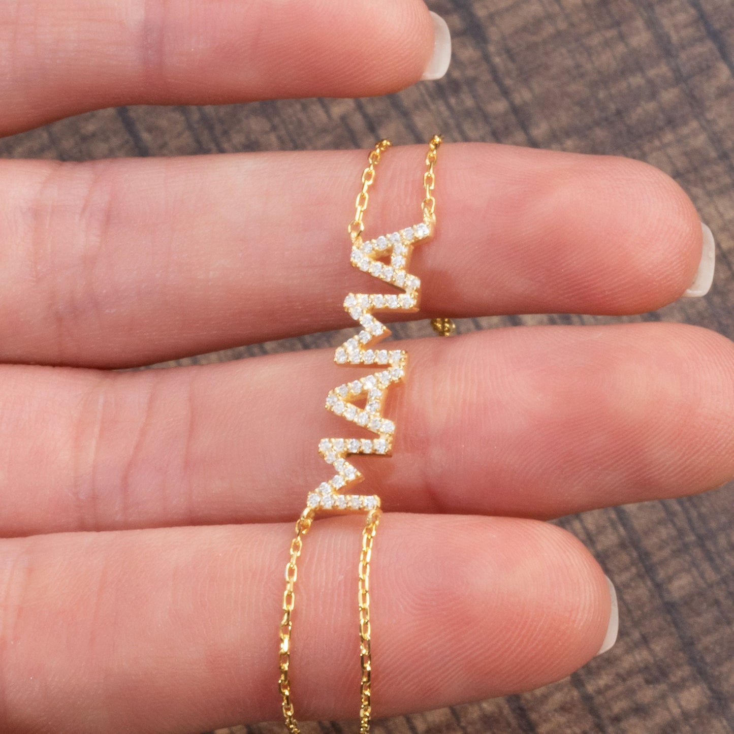 Diamond Name Bracelet / 14k Personalized Diamond Name Bracelet / Personalized Diamond Letter Bracelet / MAMA Bracelet / Mother's Day Gift