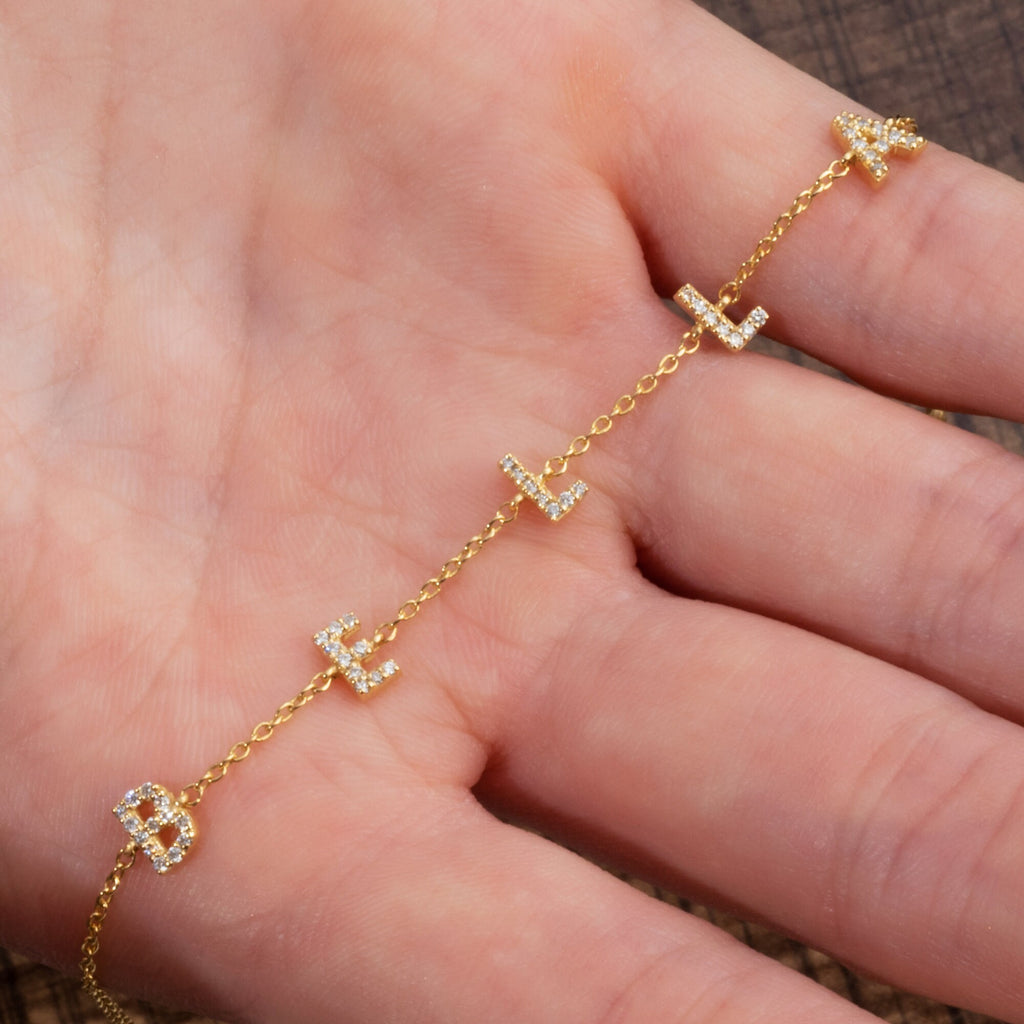 Diamond Initial Bracelet / 14k Diamond Name Bracelet / Name Bracelet / Graduation Gift / Birthday Gift