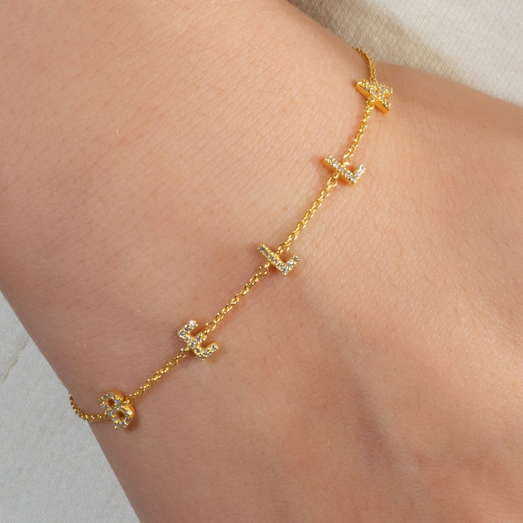 Diamond Initial Bracelet / 14k Diamond Name Bracelet / Name Bracelet / Graduation Gift / Birthday Gift