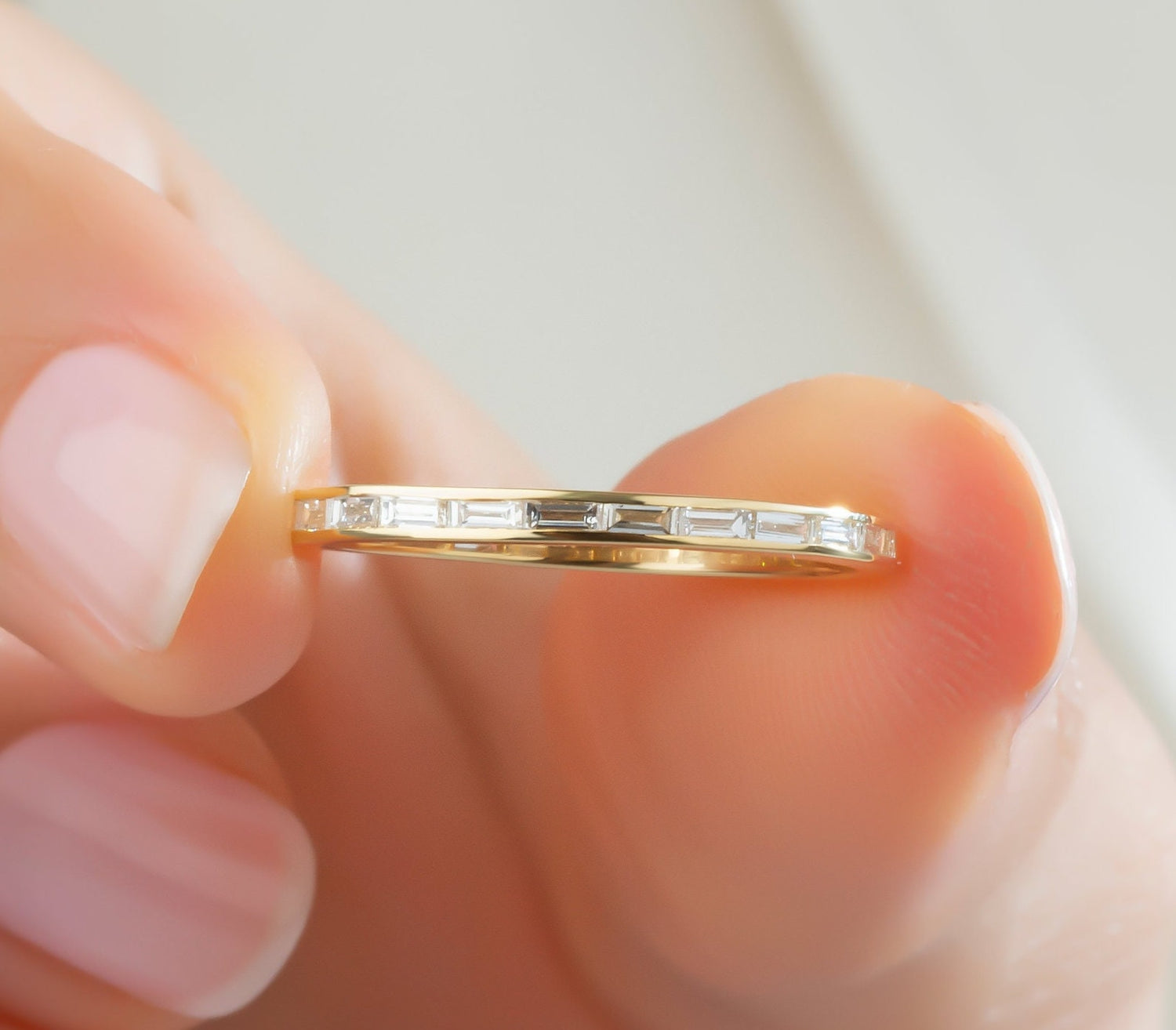 Channel Set Baguette Diamond Wedding Band / 14k Gold Baguette Diamond Wedding Ring / Baguette Diamond Ring / Stack Ring / Bridal Gift