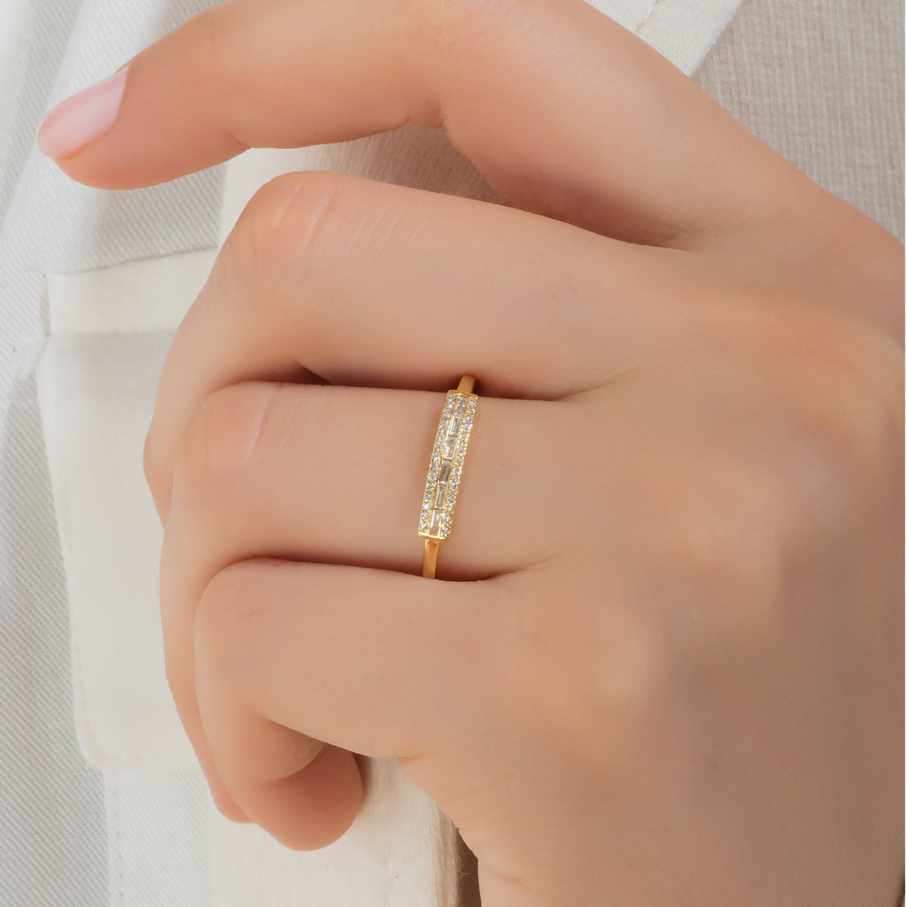 Baguette Diamond Stacking Ring / 14k Gold Baguette Diamond Wedding Band / Diamond Stacking Ring / Anniversary Gift / Diamond Gift Ideas