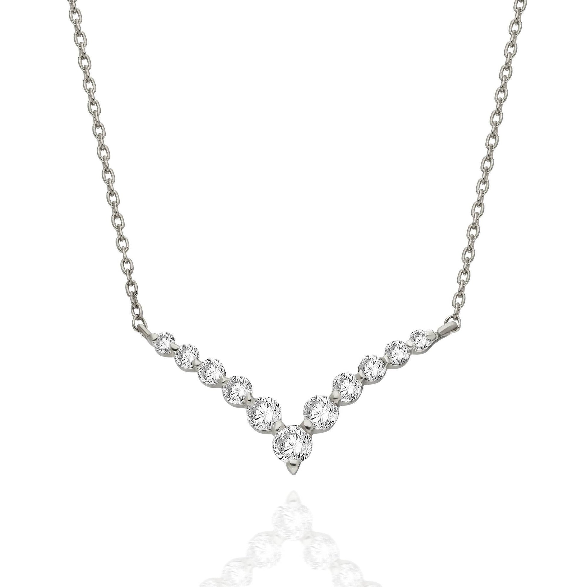 Diamond Curved Chevron Necklace