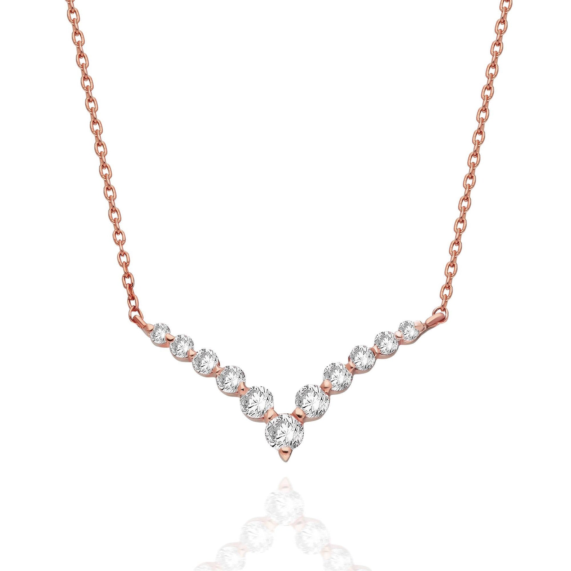 Diamond Curved Chevron Necklace