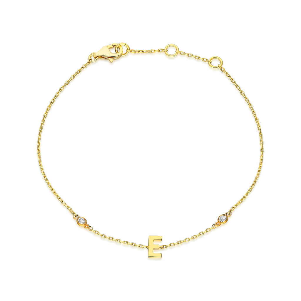 Diamond Initial Bracelet / 14k Diamond Initial Bracelet / Diamond Charm Bracelet / Name Bracelet / Graduation Gift / Birthday Gift