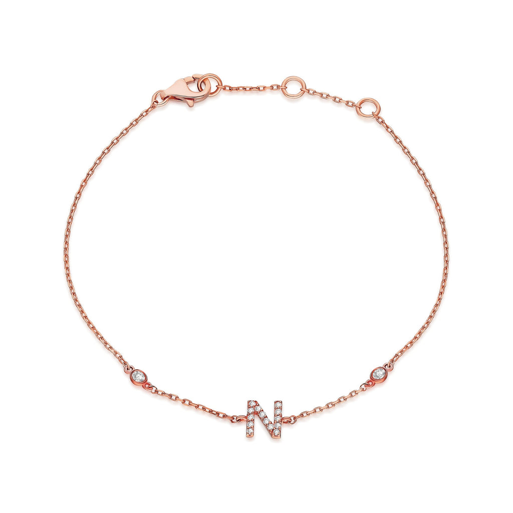 Diamond Initial Bracelet / 14k Diamond Initial Bracelet / Diamond Charm Bracelet / Name Bracelet / Graduation Gift / Birthday Gift