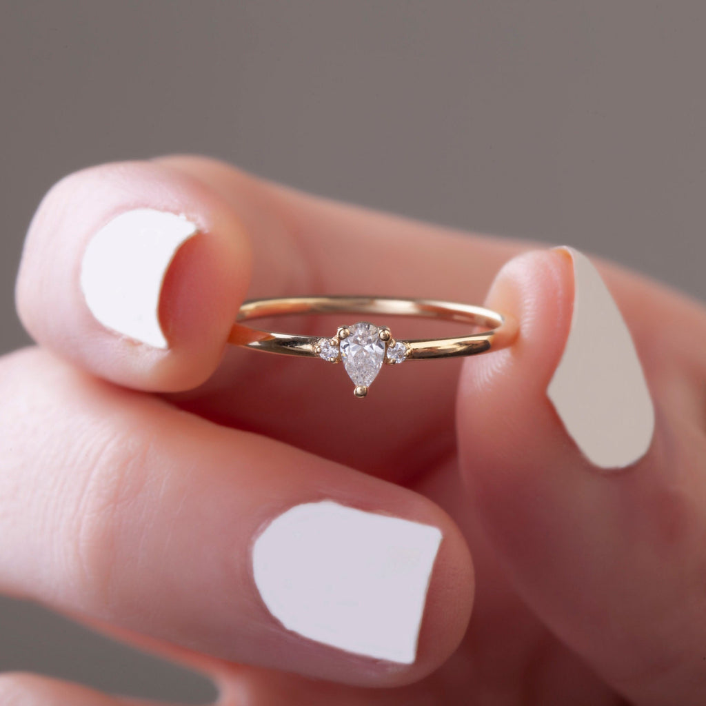 Pear Diamond Stacking Ring
