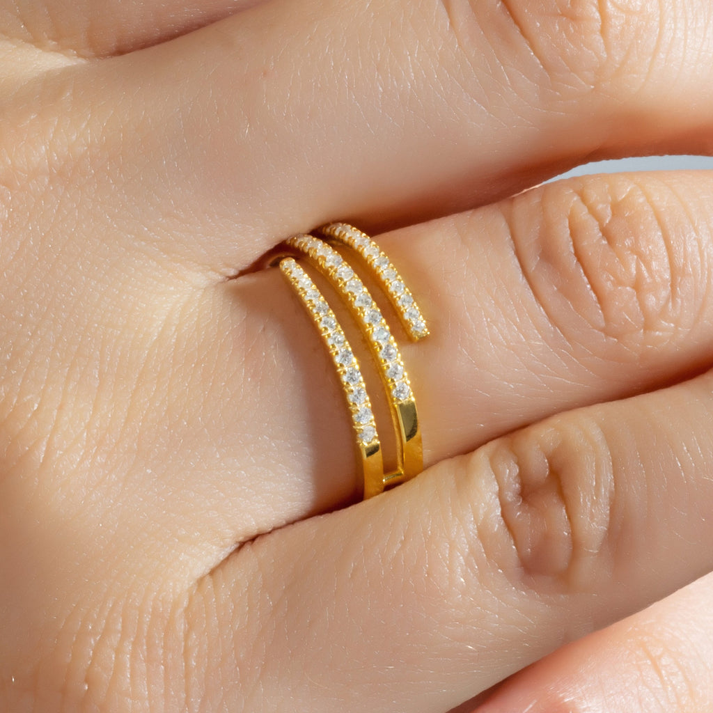 Diamond Spiral Cuff Ring