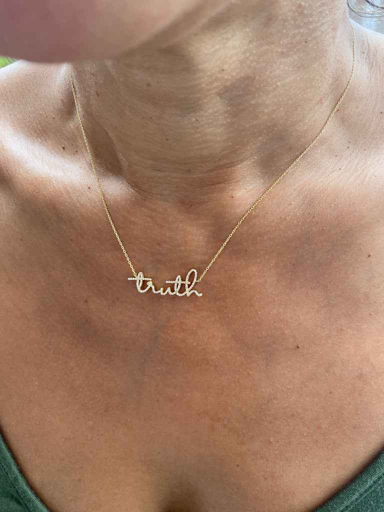 Diamond Name Necklace / 14k Personalized Dainty Script Name Necklace / Personalized Diamond Letter Necklace / Lowercase Name Necklace