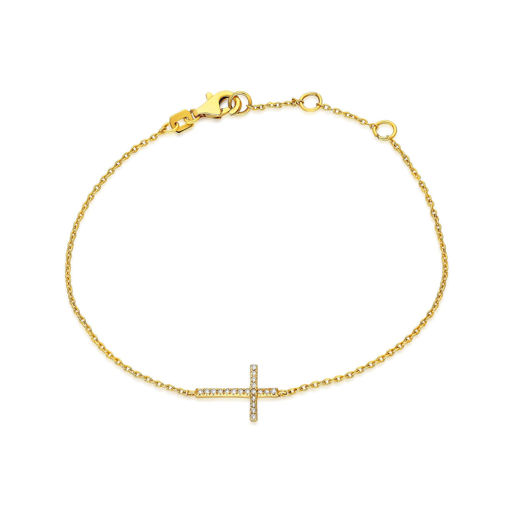 Diamond Sideways Cross Bracelet