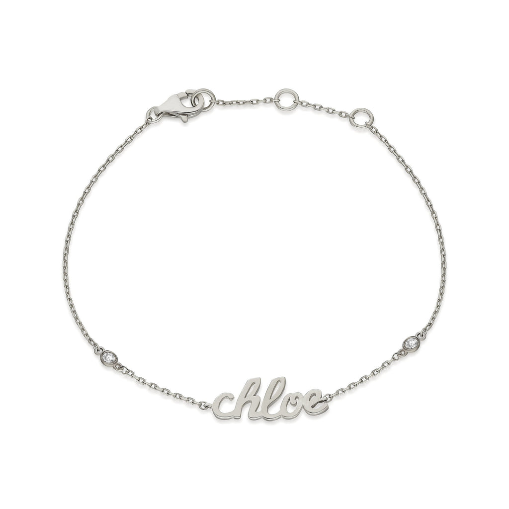 Diamond Name Bracelet / 14k Personalized Diamond Cursive Name Bracelet / Personalized Diamond Letter Bracelet / Script Name Bracelet