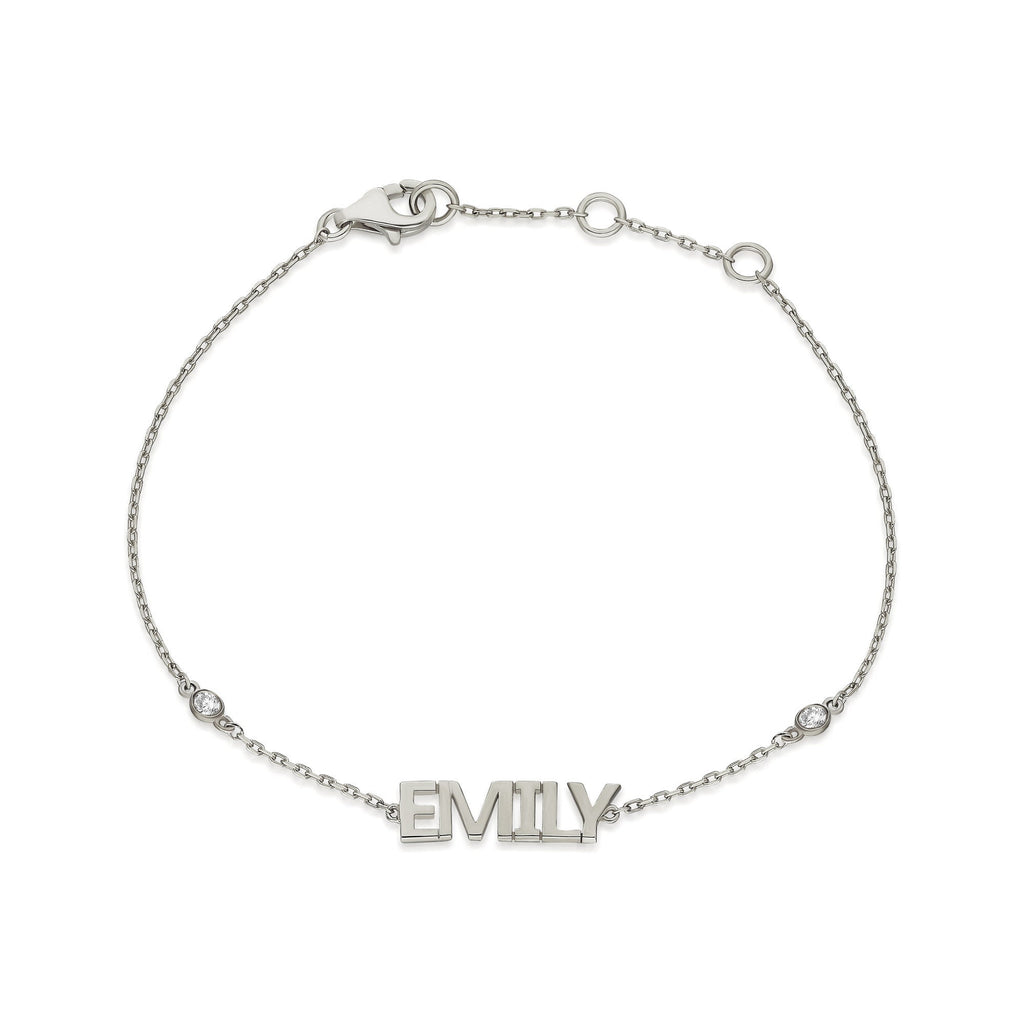 Diamond Name Bracelet / 14k Personalized Diamond Name Bracelet / Personalized Diamond Letter Bracelet / Block Name Bracelet